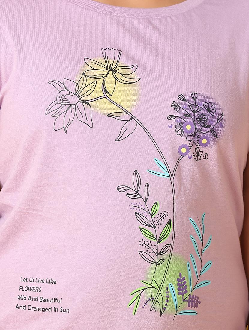 girls front printed round neck tee - 21325150 - Standard Image - 5