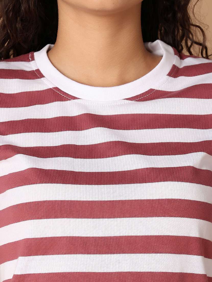 women round neck stripes regular t-shirt - 21325153 -  Standard Image - 5