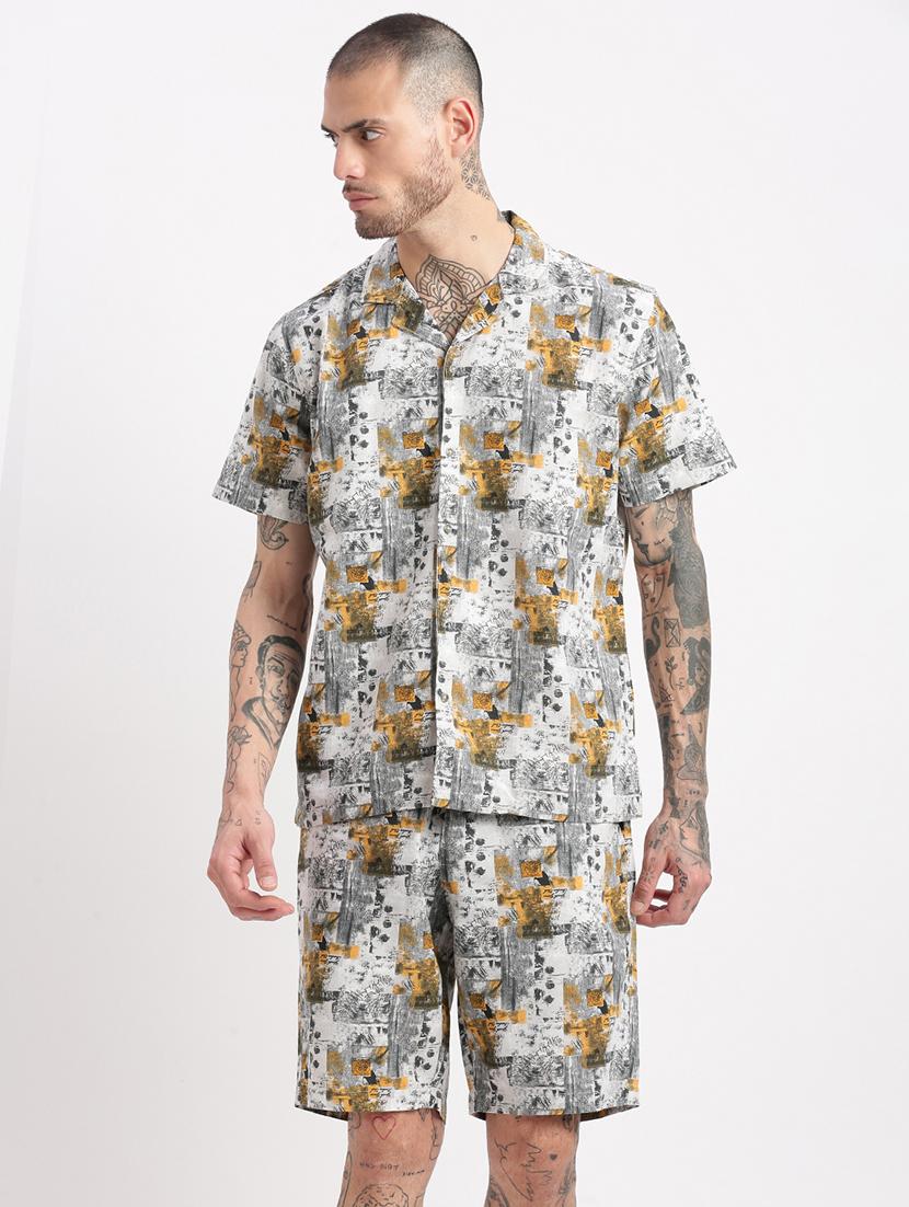 men printed cotton co-ord set - 21325440 - Zoom Image - 0