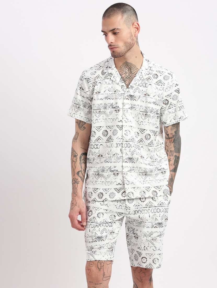 men printed cotton co-ord set