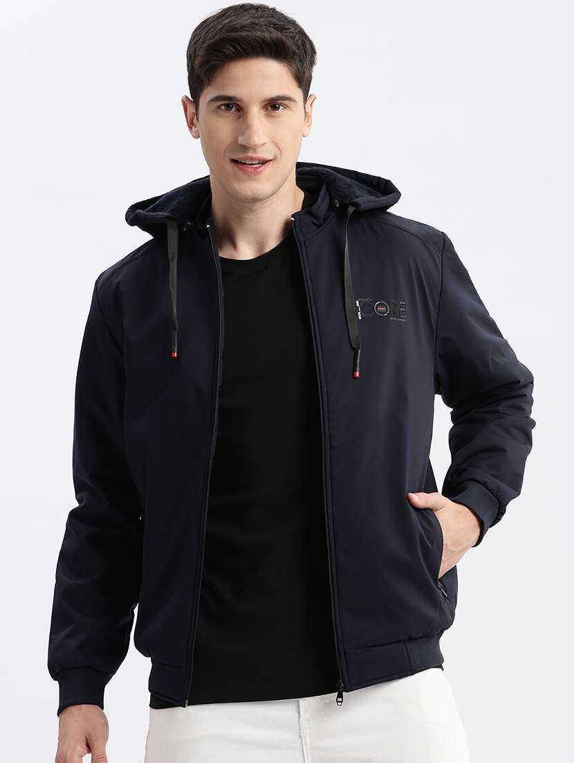 men solid long sleeve jacket