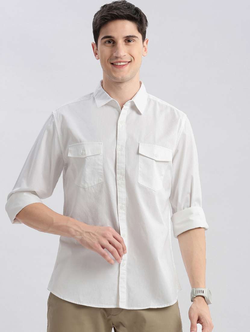 men solid cotton casual shirt