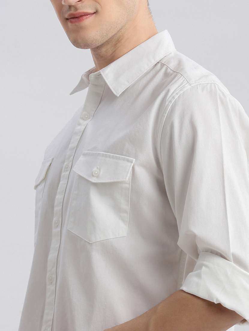 men solid cotton casual shirt - 21325484 -  Standard Image - 5