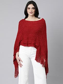 women red acrylic poncho - 21325542 - Zoom Image - 0
