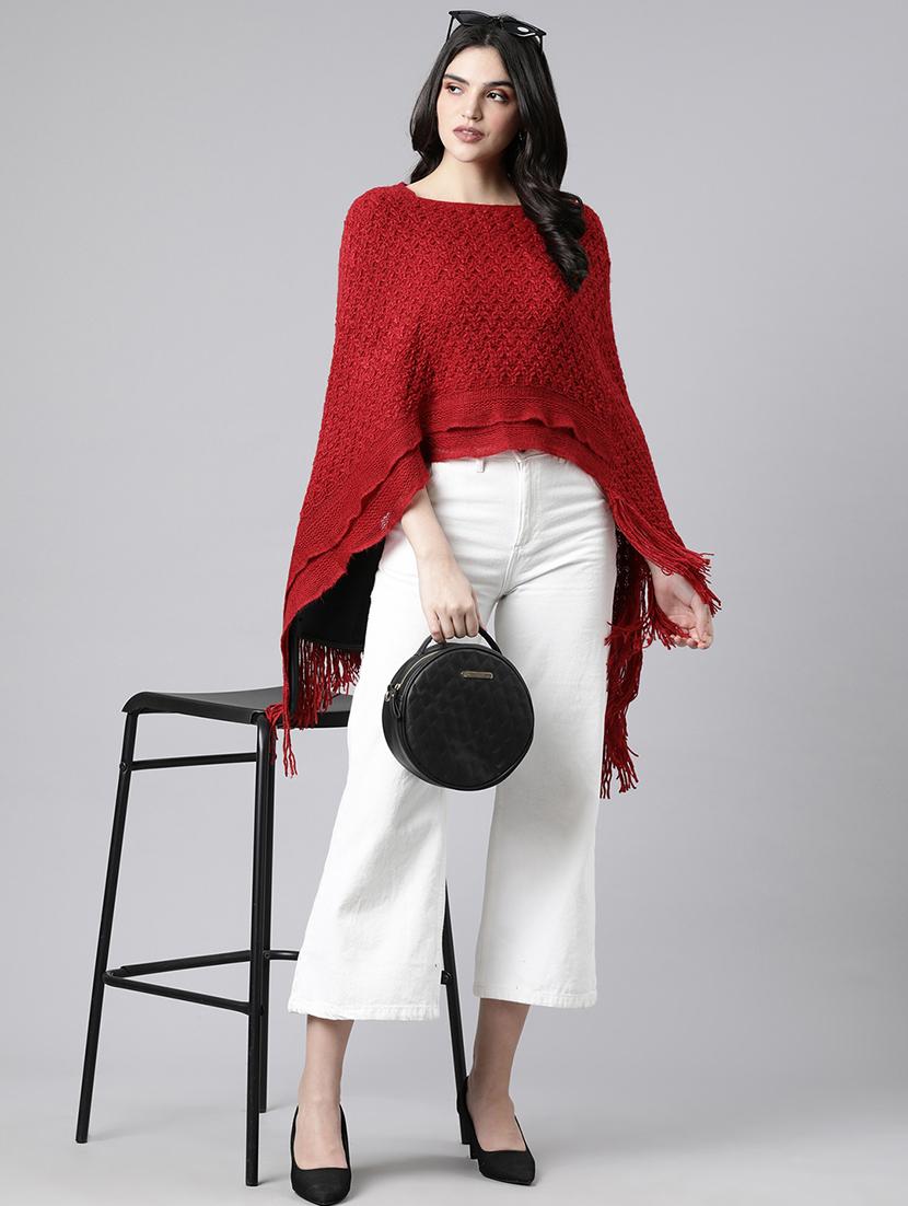 women red acrylic poncho - 21325542 - Standard Image - 5