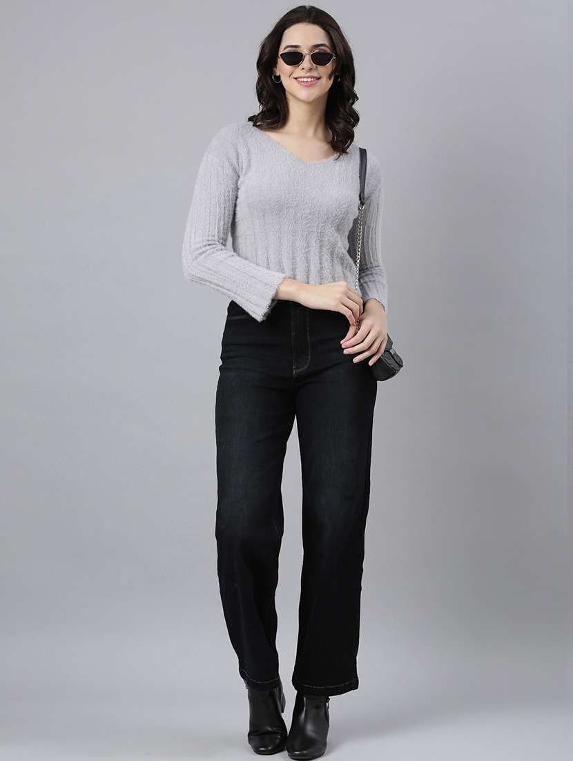 women grey acrylic regular top - 21325603 -  Standard Image - 3