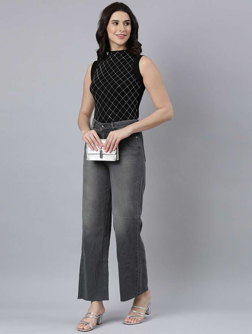 women black cotton blend regular top - 21325611 -  Standard Image - 3