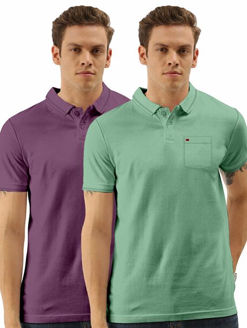 men pack of 2 solid short sleeve polo t-shirt - 21325618 - Standard Image - 0
