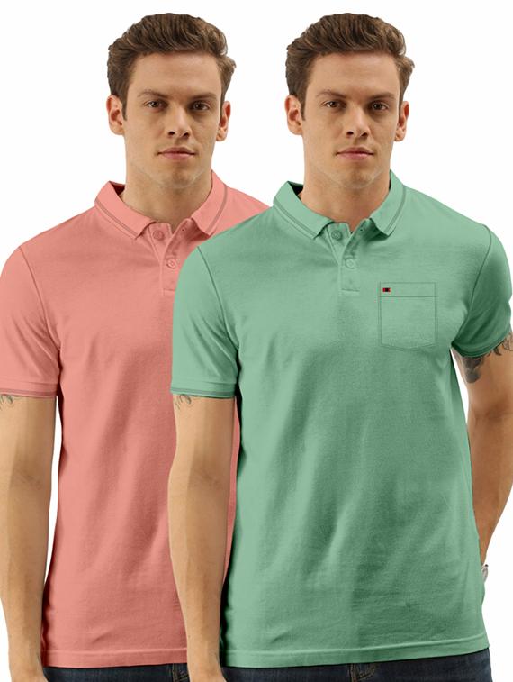 men pack of 2 solid short sleeve polo t-shirt - 21325619 -  Zoom Image - 0