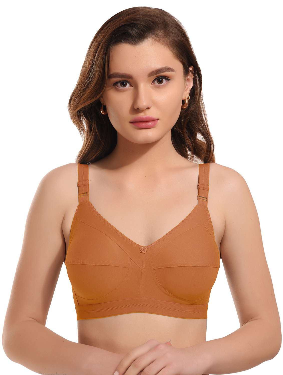 rust cotton blend minimizer bra - 21326025 - Zoom Image - 0