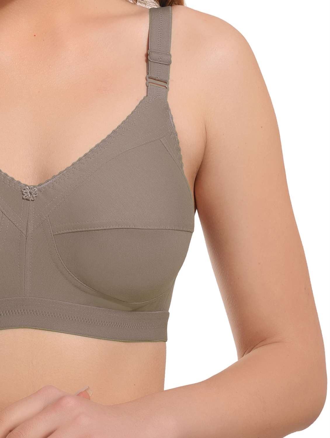 coffee brown cotton blend minimizer bra - 21326026 -  Standard Image - 3