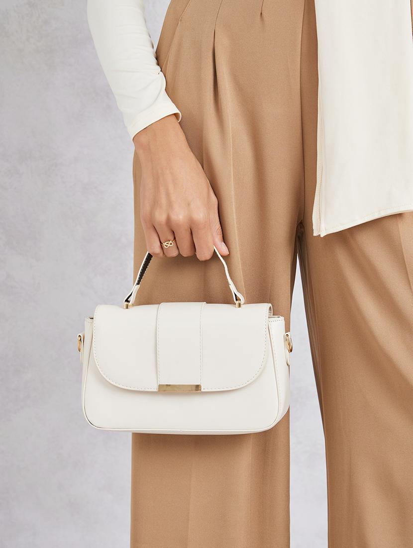 women white solid handbag - 21326039 - Standard Image - 5