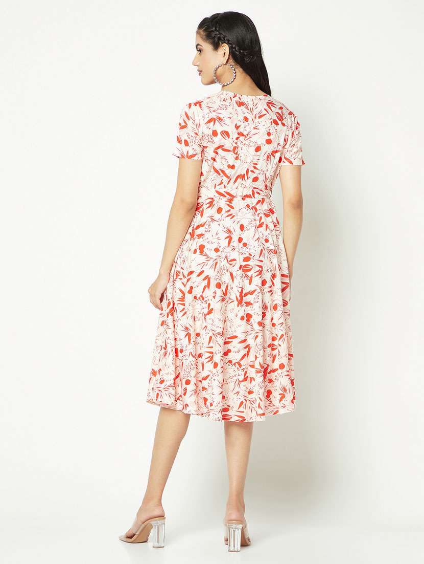women off white viscose fit & flare dress - 21326751 - Standard Image - 3