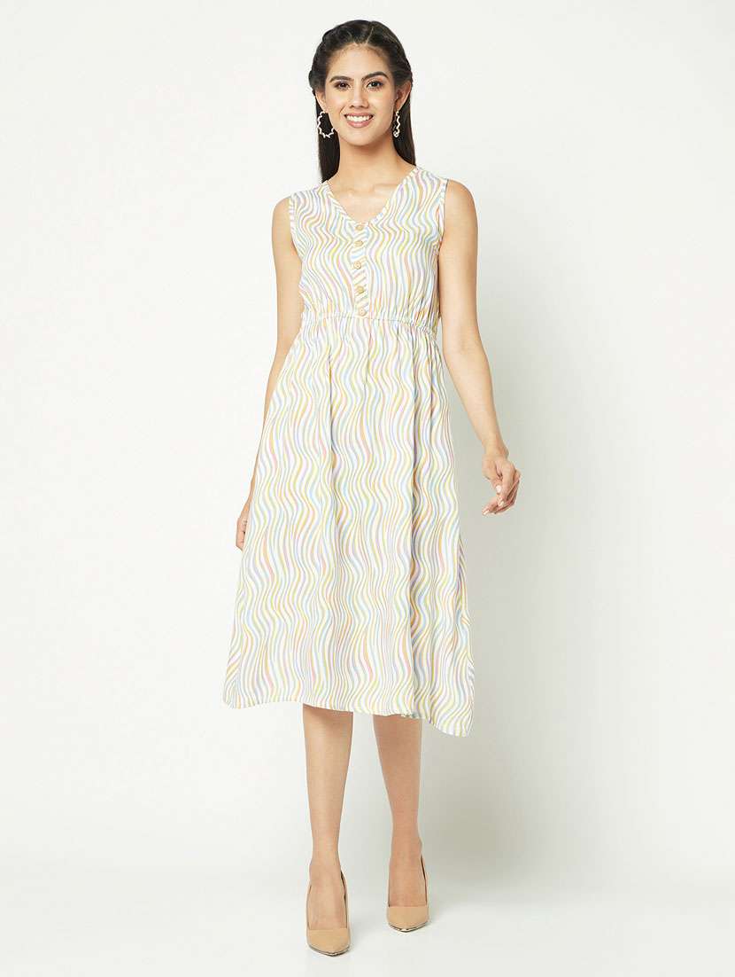 women white viscose a-line dress - 21326753 - Standard Image - 3