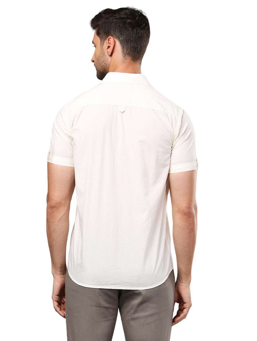 men off white cotton casual shirt - 21326795 - Standard Image - 3