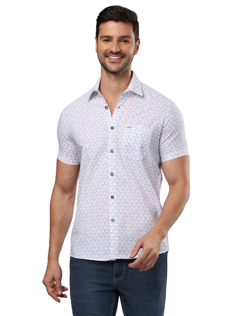 men white cotton casual shirt - 21326806 -  Zoom Image - 0