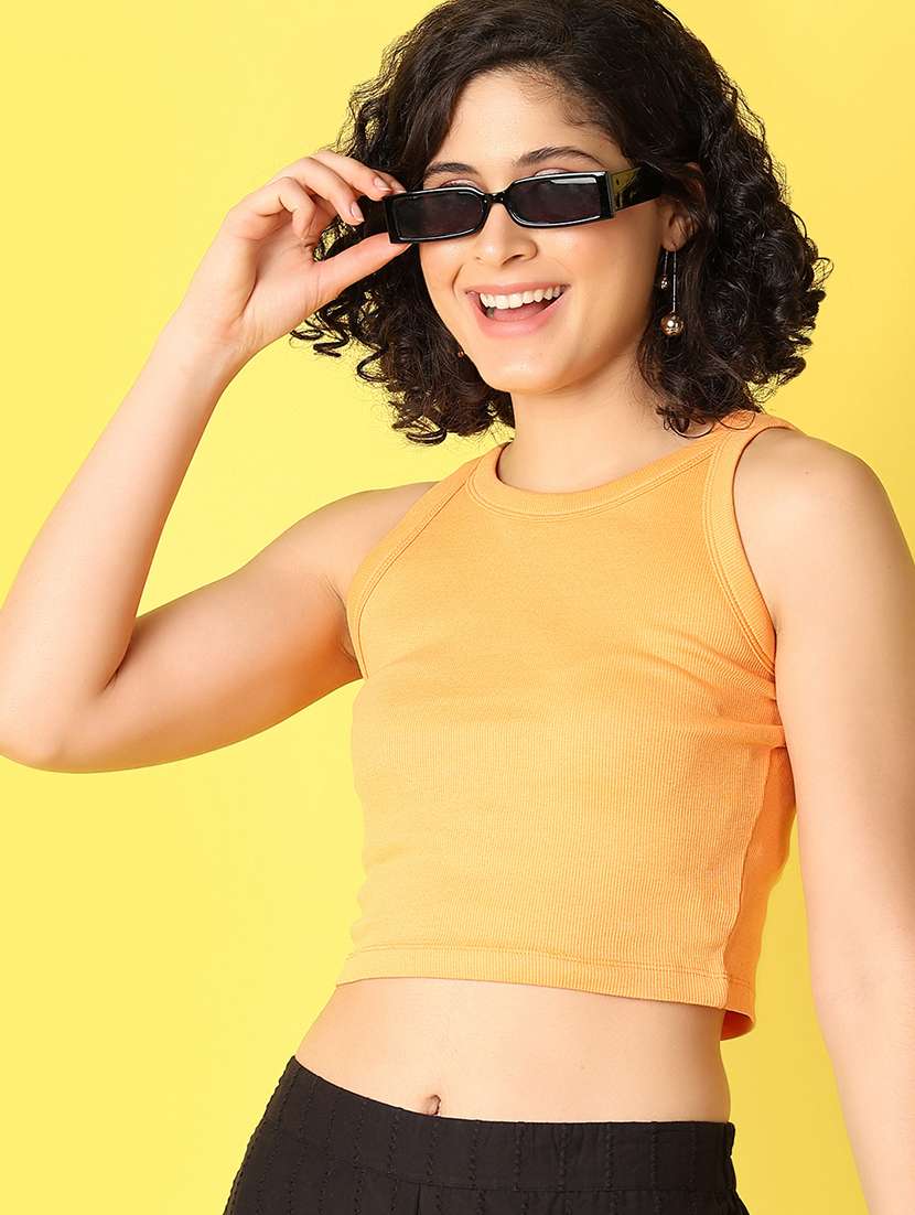women mustard solids crop top - 21328591 -  Standard Image - 3