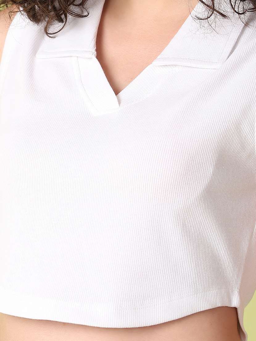 women white solids crop top - 21328597 -  Standard Image - 5
