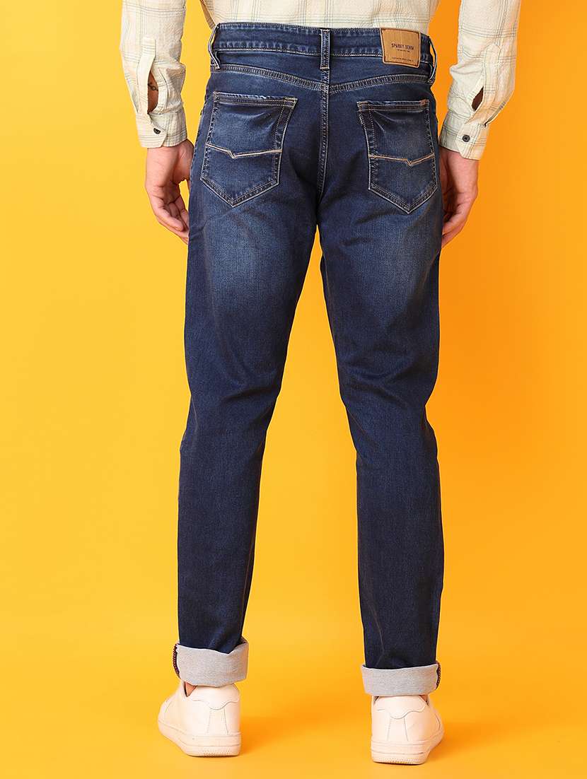 men blue plain jeans - 21328617 -  Standard Image - 3