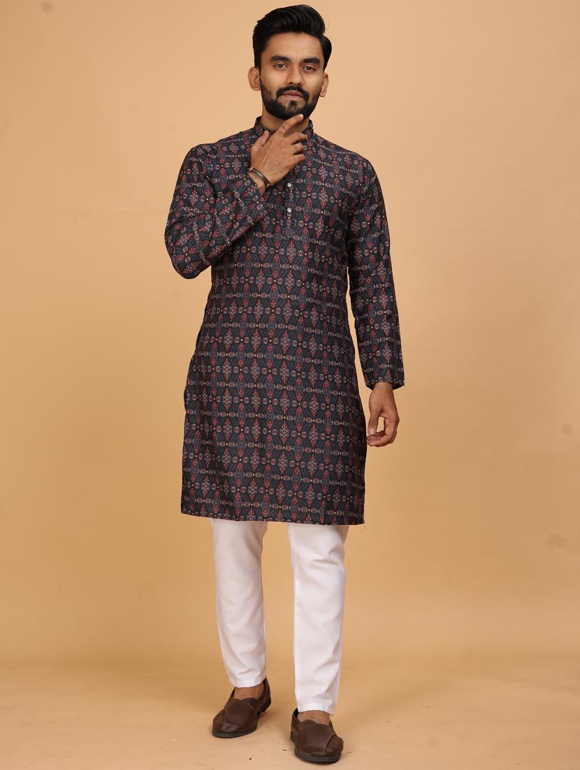 men printed long sleeves kurta pyjama set - 21328742 - Zoom Image - 0