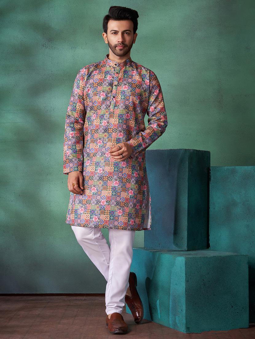 men printed long sleeves kurta pyjama set - 21328747 - Zoom Image - 0