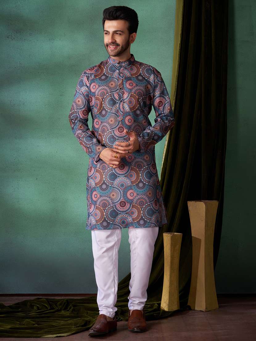 men printed long sleeves kurta pyjama set - 21328750 -  Zoom Image - 0