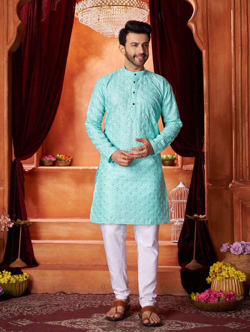 men embroidered long sleeves kurta pyjama set - 21328754 - Zoom Image - 0
