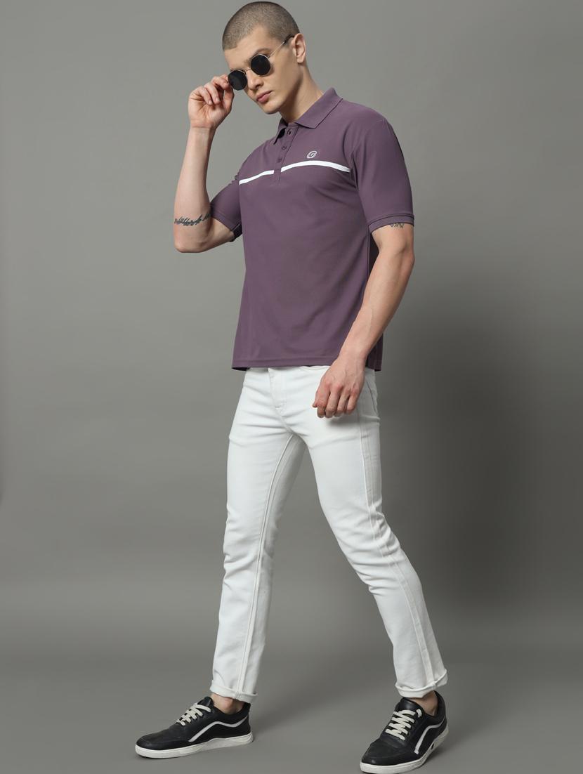 men taped polo neck short sleeves t-shirt - 21331189 - Standard Image - 3