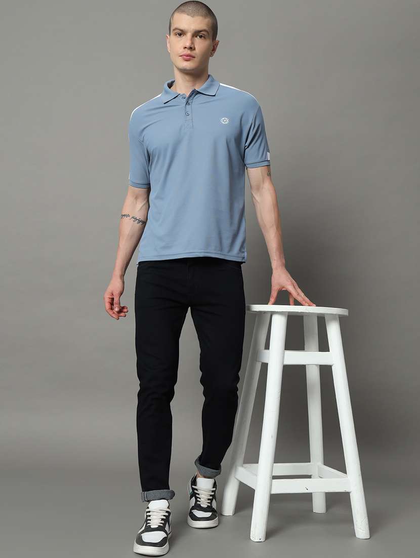 men color blocked polo neck short sleeves t-shirt - 21331209 -  Standard Image - 3