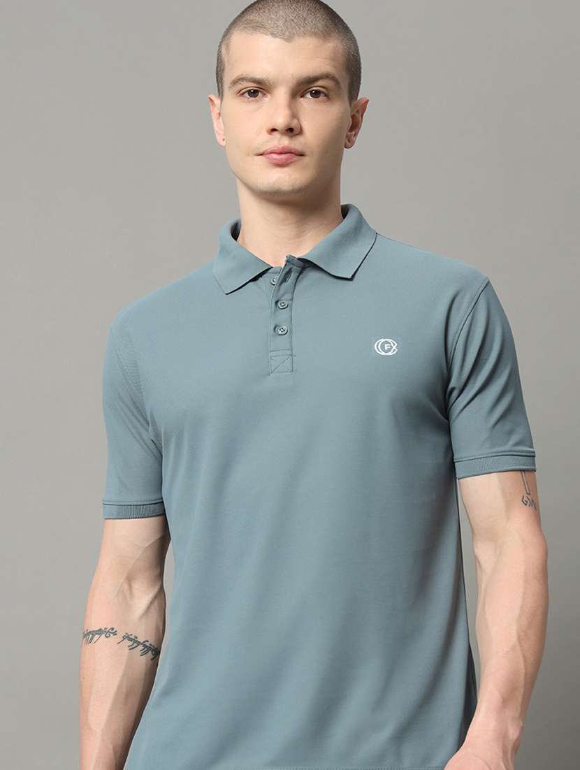 men solid polo neck short sleeves t-shirt
