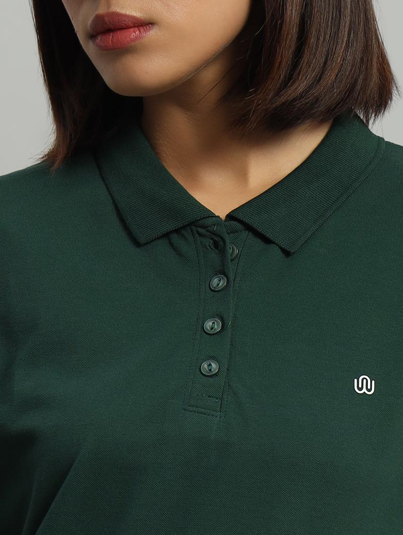 women solid polo neck short sleeves t-shirt - 21331567 -  Standard Image - 3