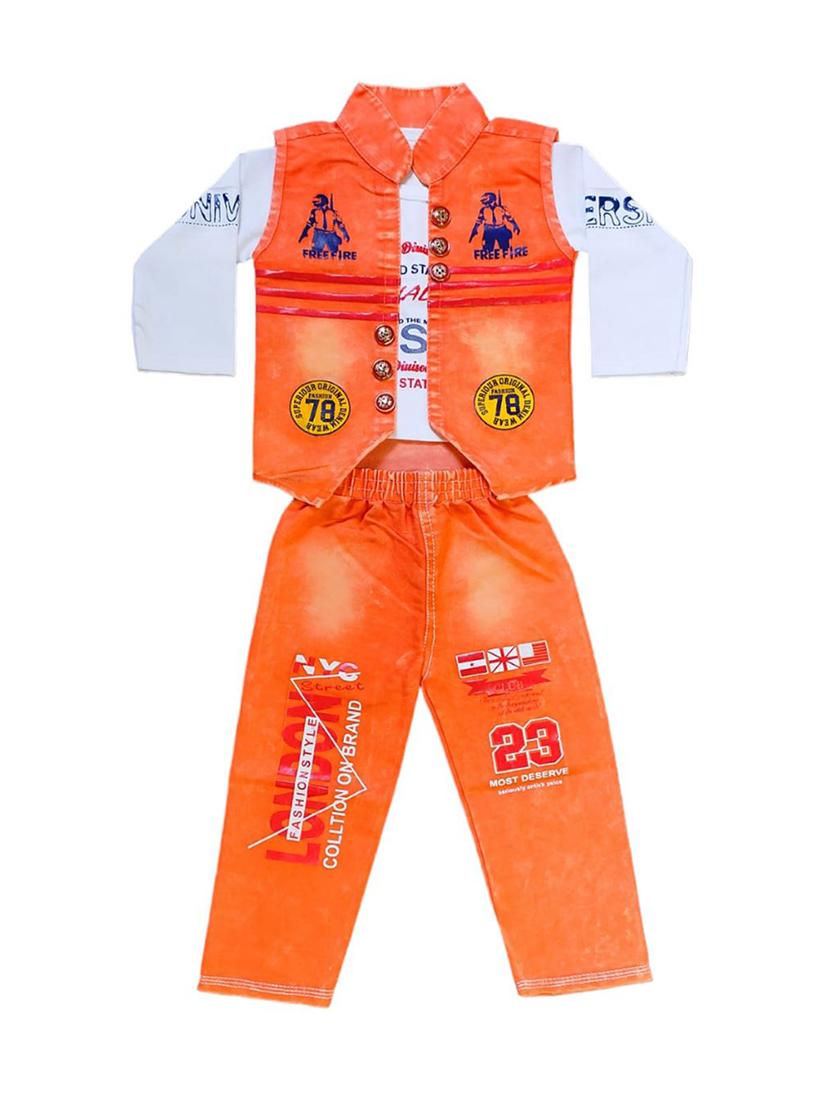orange khadi cotton full length set - 21331573 - Zoom Image - 0