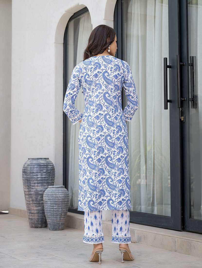 blue cotton kurta pant  set - 21331683 -  Standard Image - 3