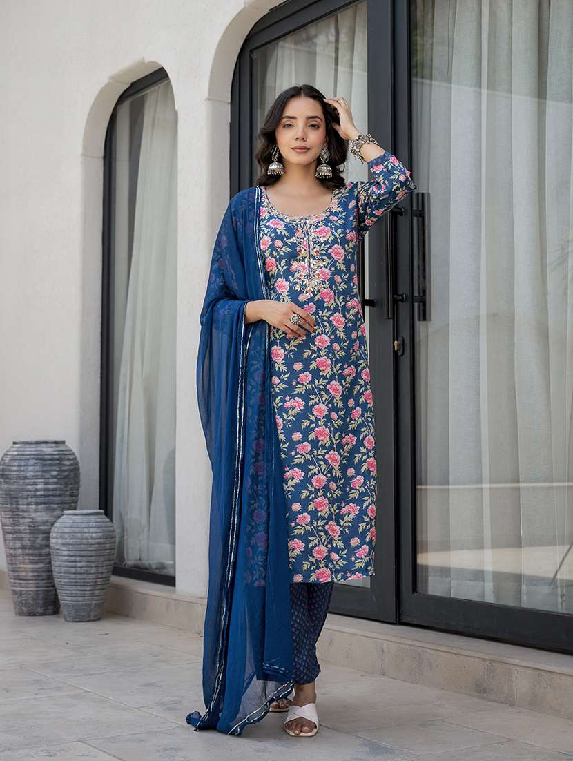 blue kurta dupatta set