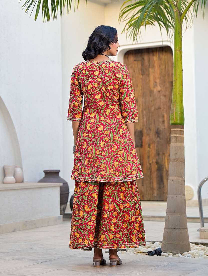 women maroon kurta sharara set - 21331687 -  Standard Image - 3