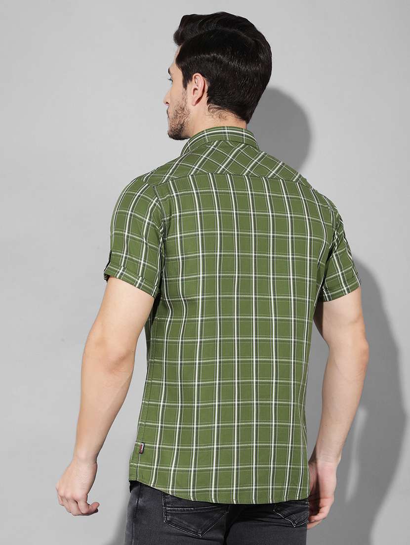 men checkered collared short sleeves casual shirt - 21331734 -  Standard Image - 3