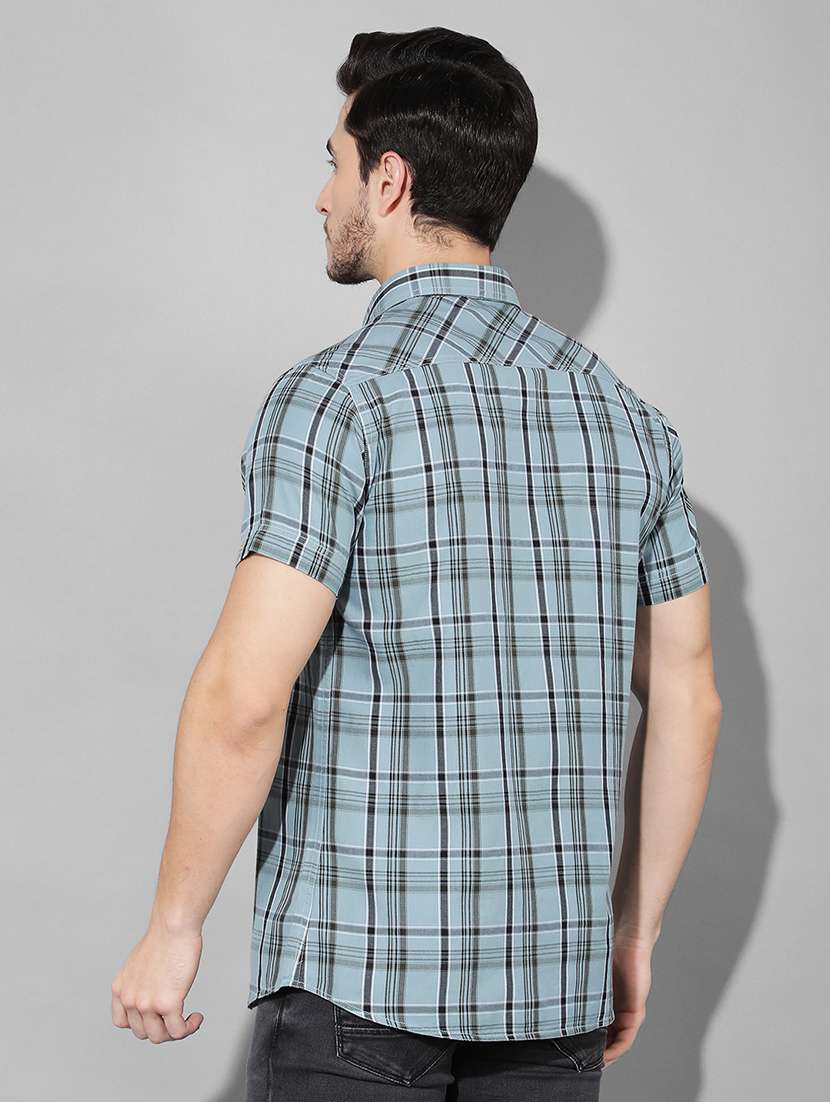 men checkered collared short sleeves casual shirt - 21331735 -  Standard Image - 3