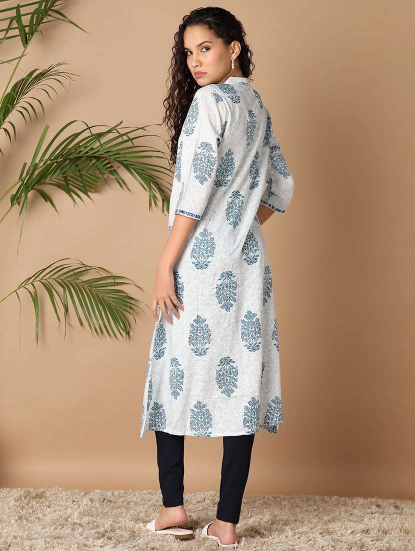 women three quarter sleeve printed a-line kurta - 21332002 -  Standard Image - 3