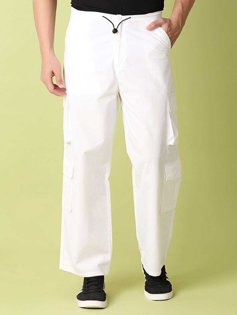 men mid rise solid cargos