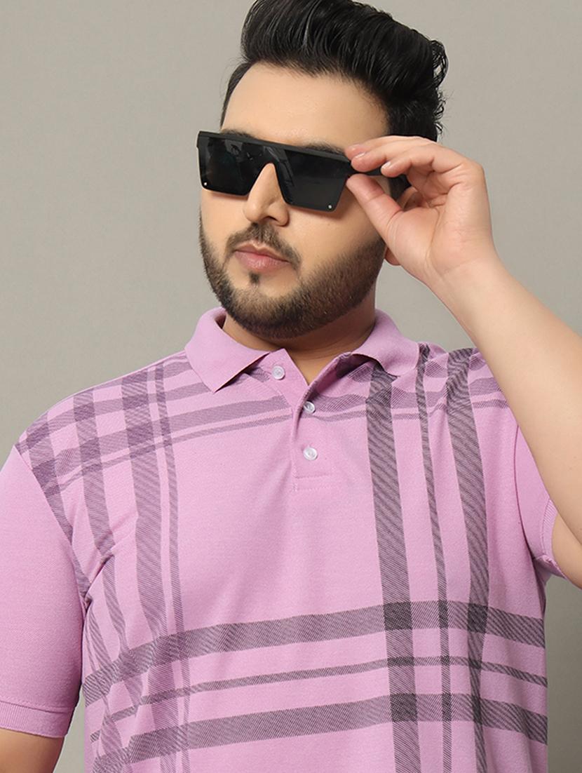 men polo neck front printed plus size t-shirt - 21332469 - Standard Image - 3