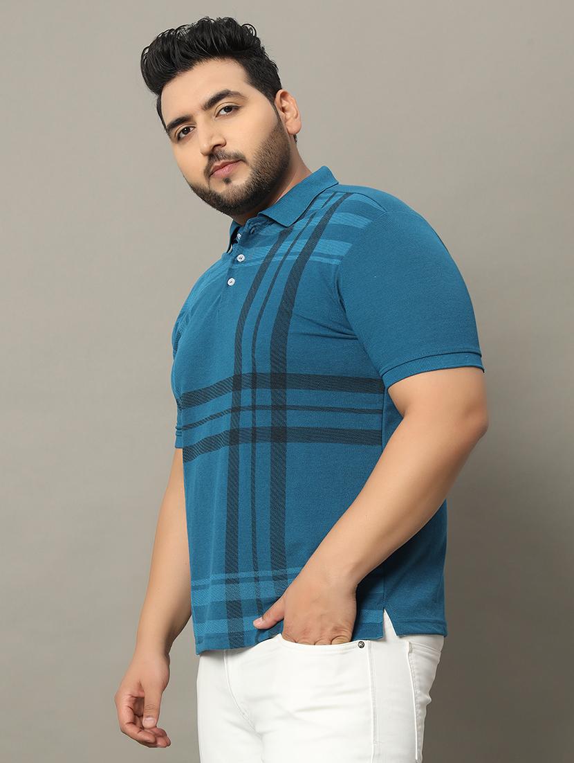 men polo neck front printed plus size t-shirt - 21332470 - Zoom Image - 0