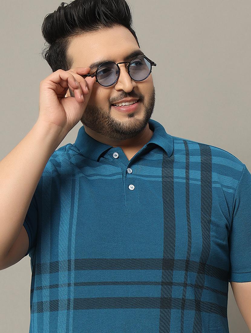 men polo neck front printed plus size t-shirt - 21332470 - Standard Image - 3