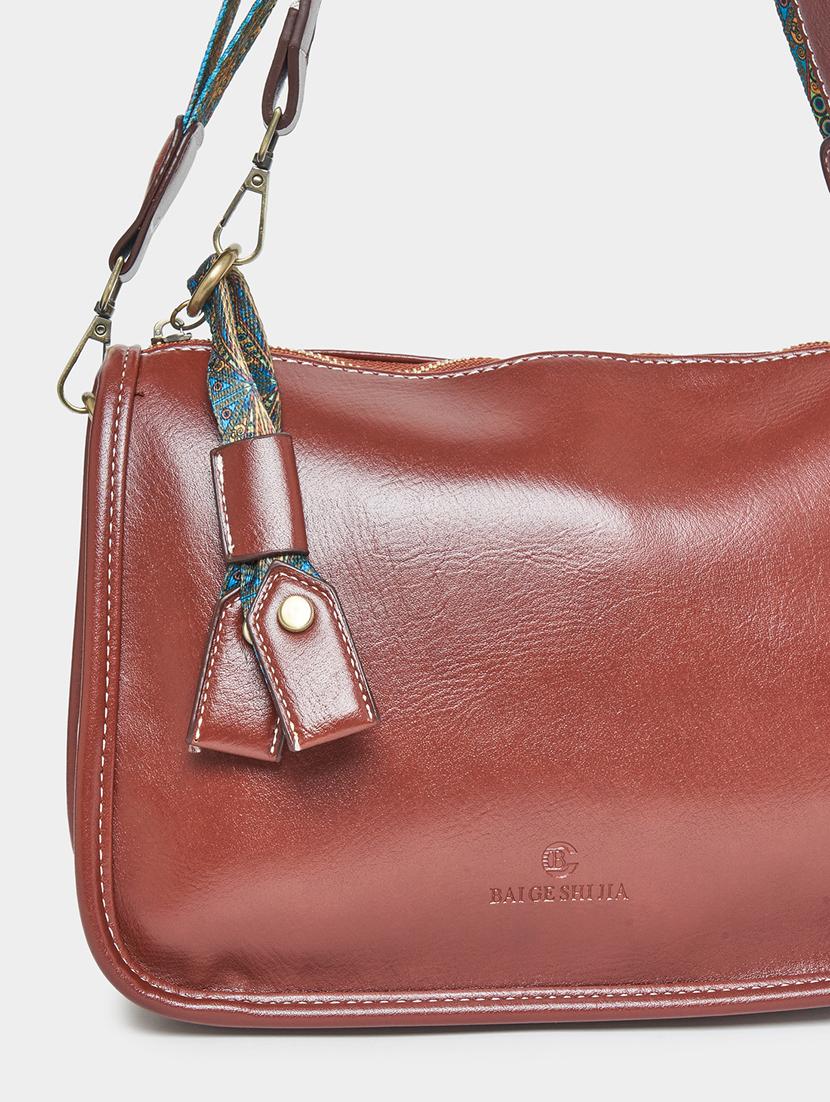 women brown leatherette sling bag - 21332535 - Standard Image - 3