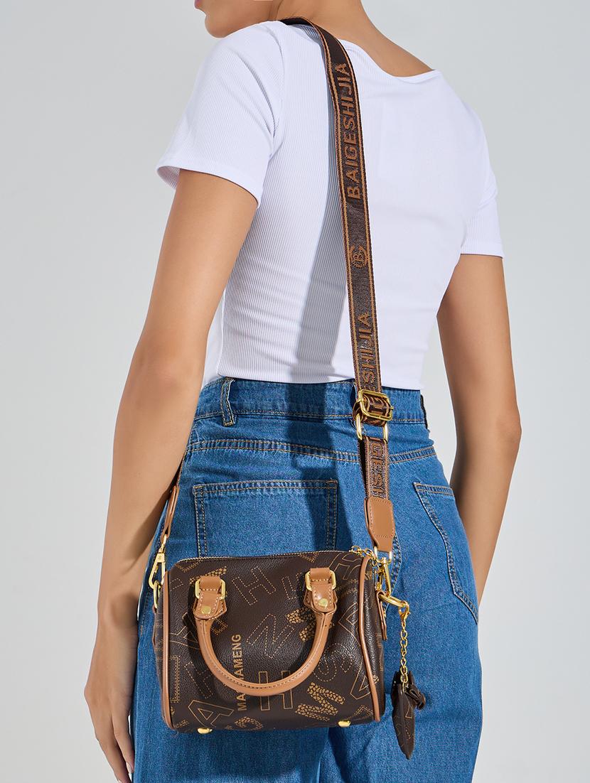 brown leatherette handbag - 21332537 - Standard Image - 3
