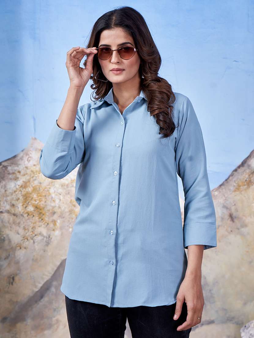 women collared solid regular shirt - 21333049 - Zoom Image - 0