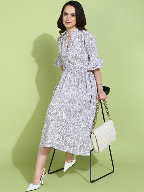 women white polyester fit & flare dress - 21333104 - Standard Image - 0
