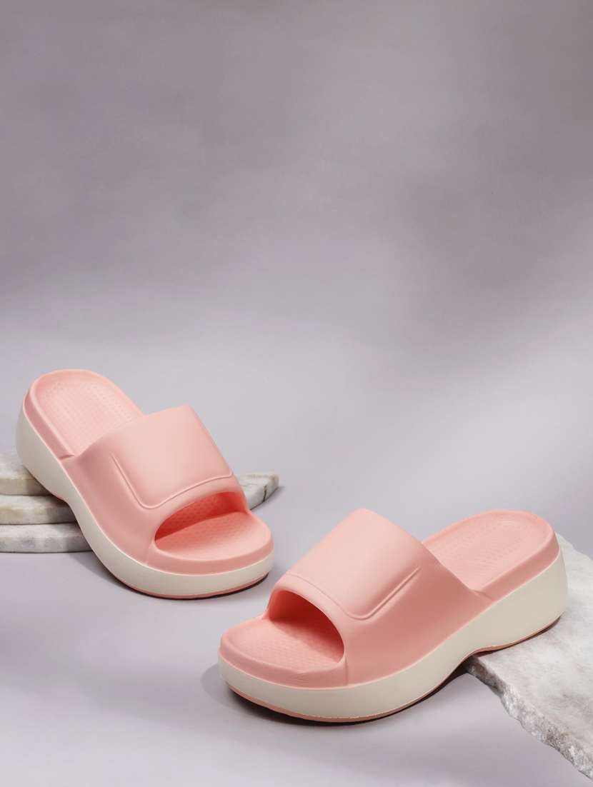 women solid slip on slides