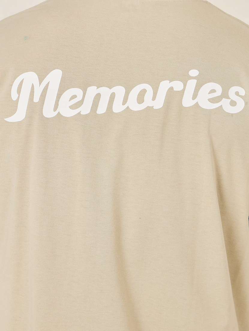 men beige cotton back print t-shirt - 21333414 -  Standard Image - 3