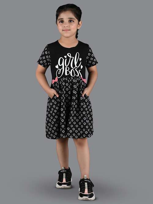 girls black cotton frock - 21333553 -  Standard Image - 0
