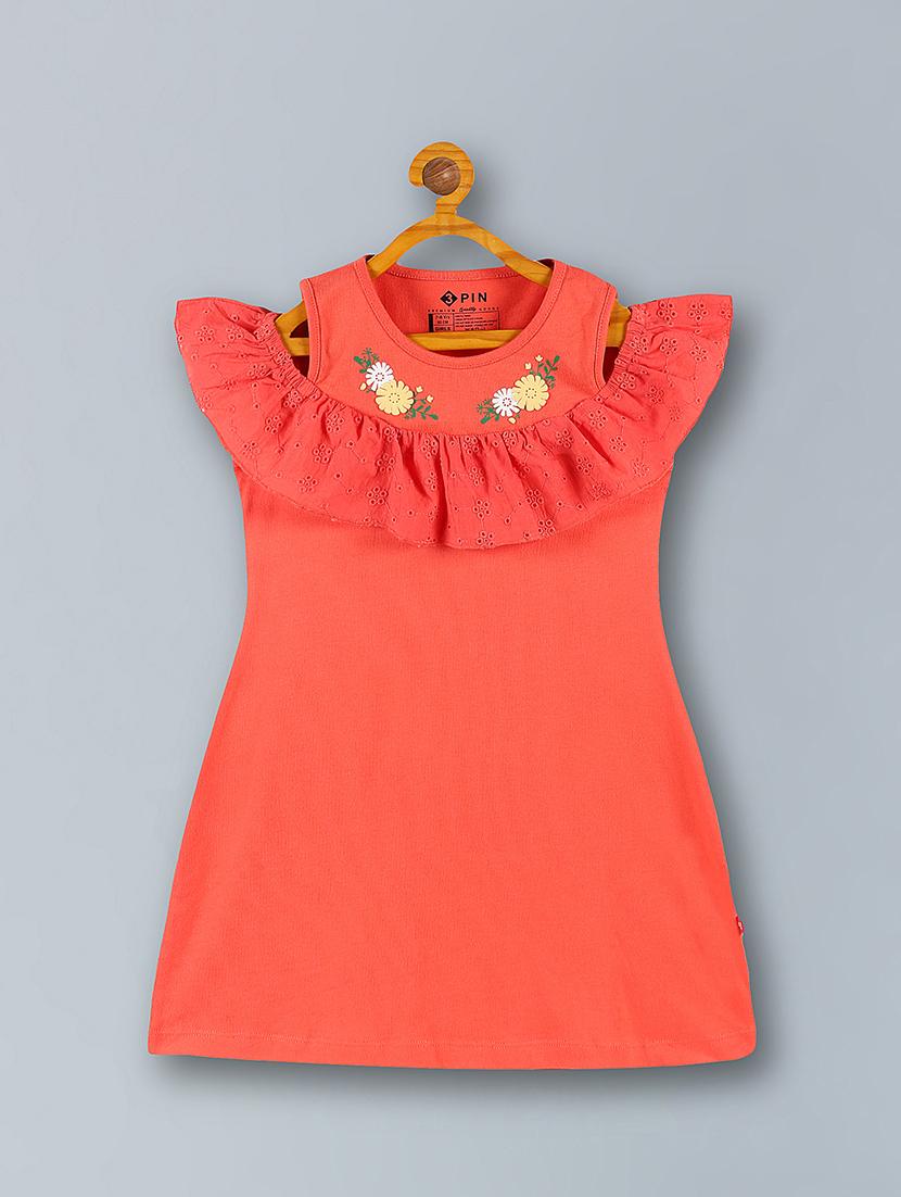 kids coral cotton frock - 21333562 - Zoom Image - 0